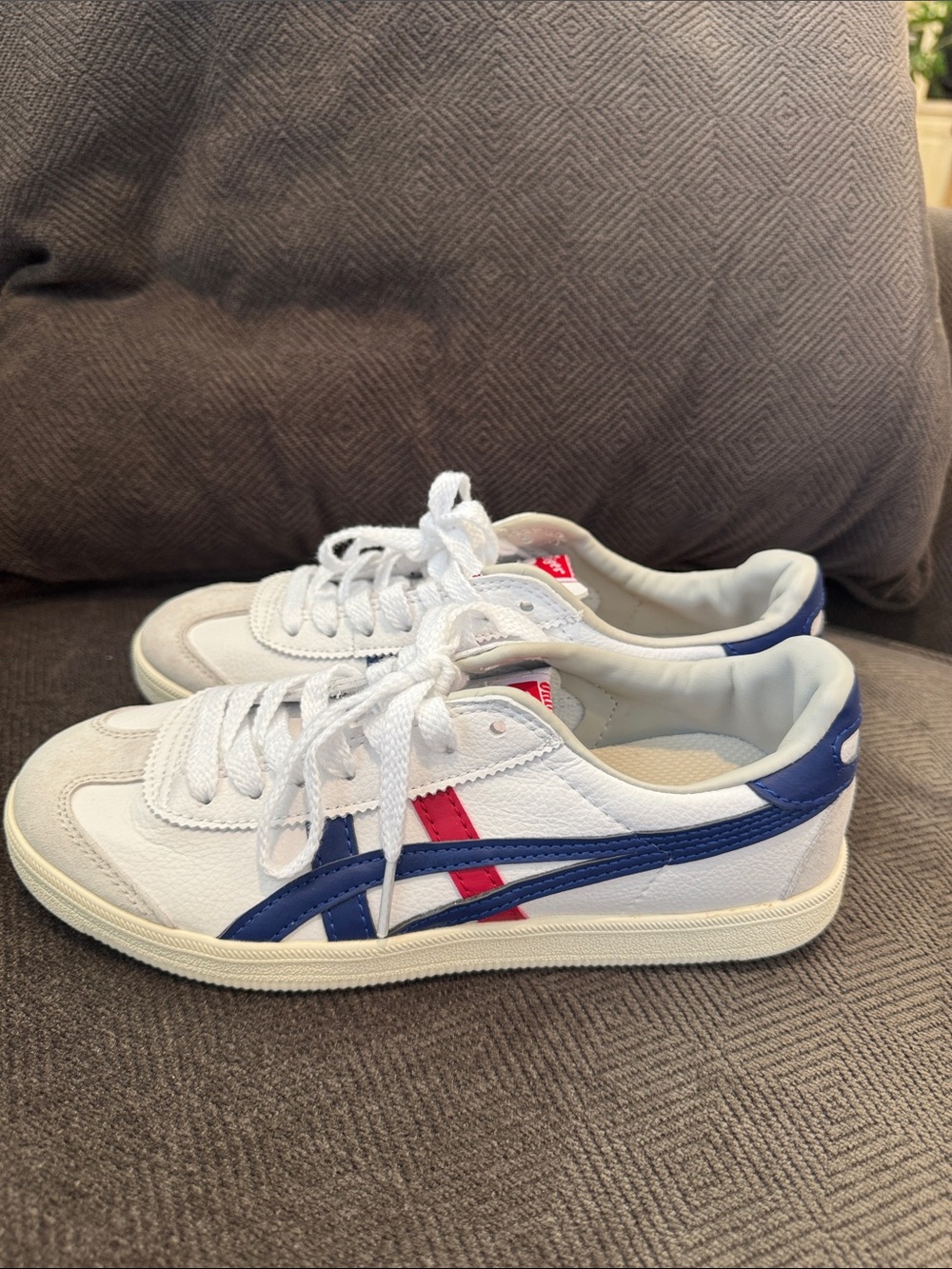 Onitsuka Tiger by Asics White Sneakers with Red Logo Accent
